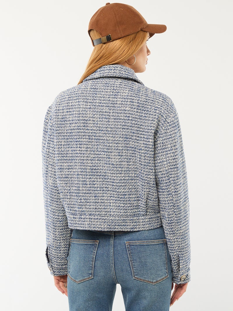 Veste courte en tweed Bleu - Kiabi
