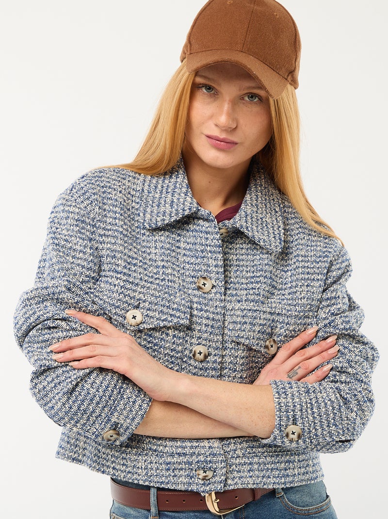 Veste courte en tweed Bleu - Kiabi
