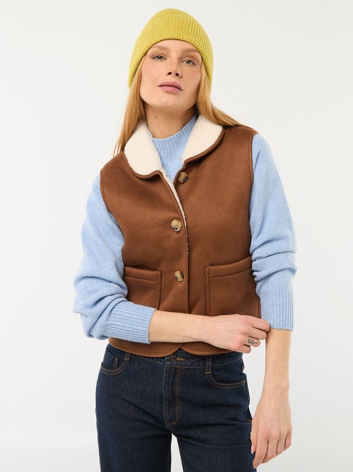 Veste courte sherpa sans manches - Kiabi