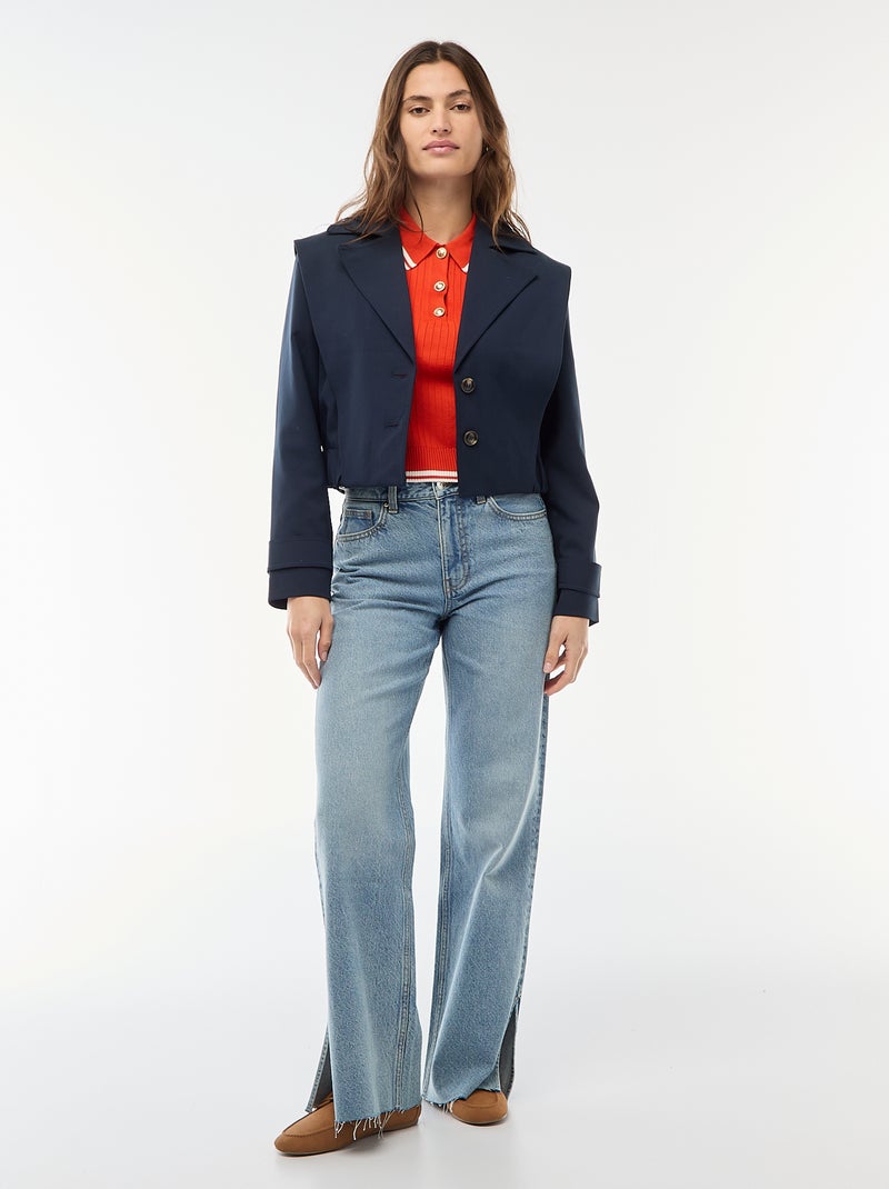 Veste cropped style trench Bleu - Kiabi