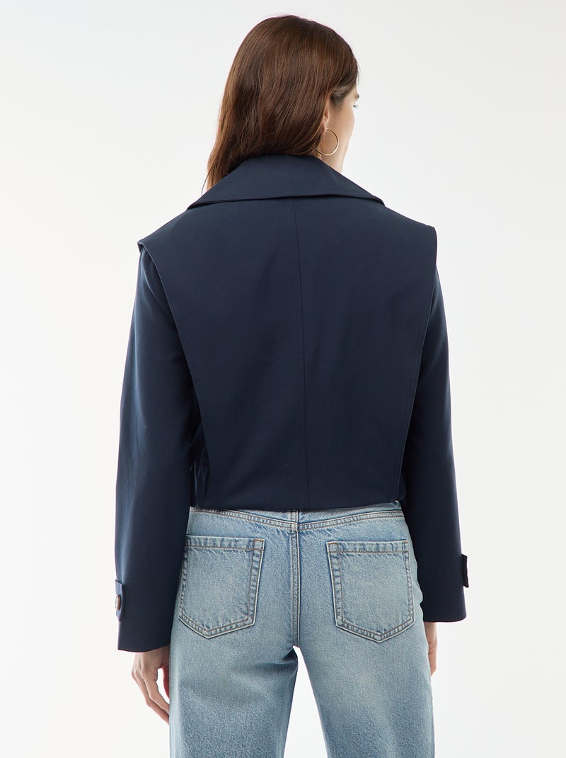 Veste cropped style trench Bleu - Kiabi