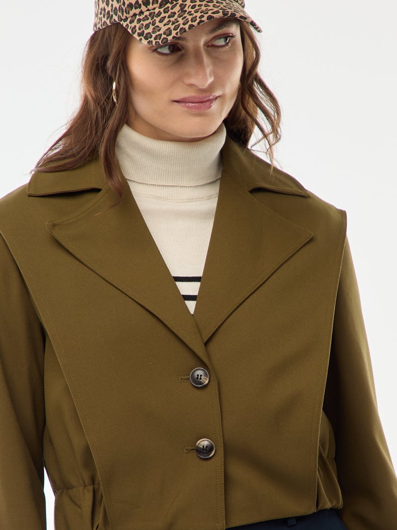 Veste cropped style trench Vert - Kiabi