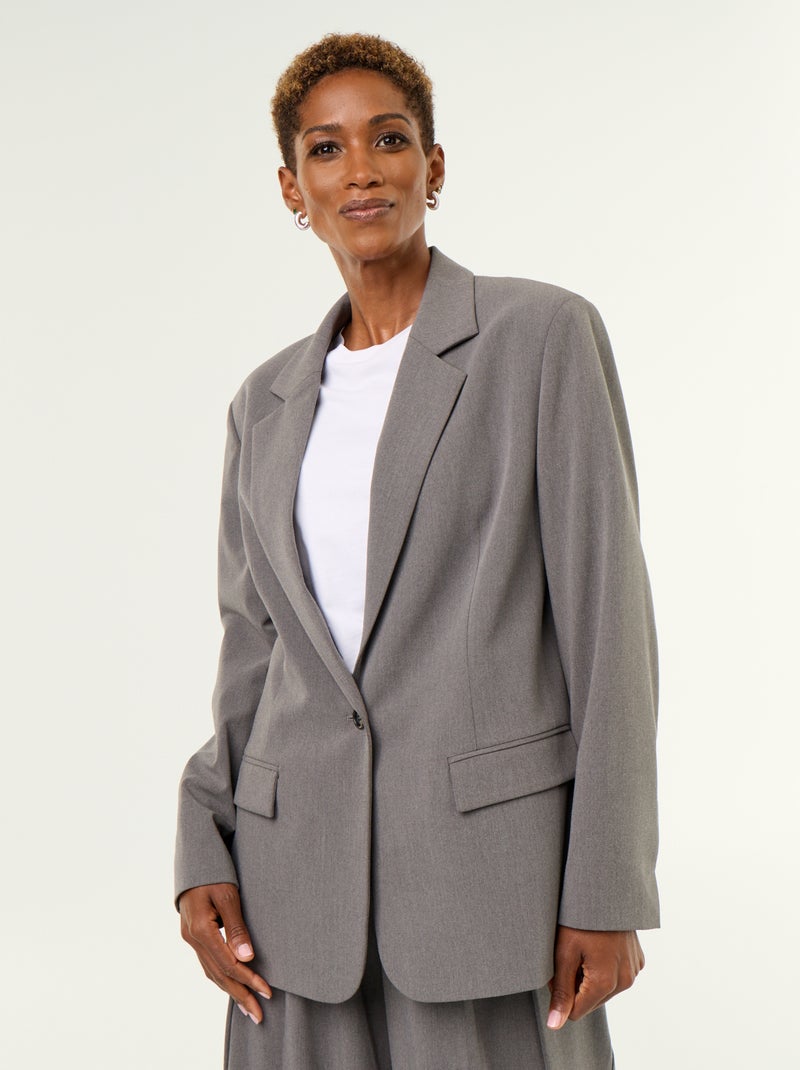 Veste de tailleur longue Gris - Kiabi
