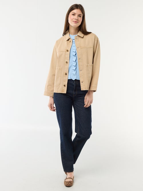 Veste denim courte avec 2 poches plaquées - Kiabi