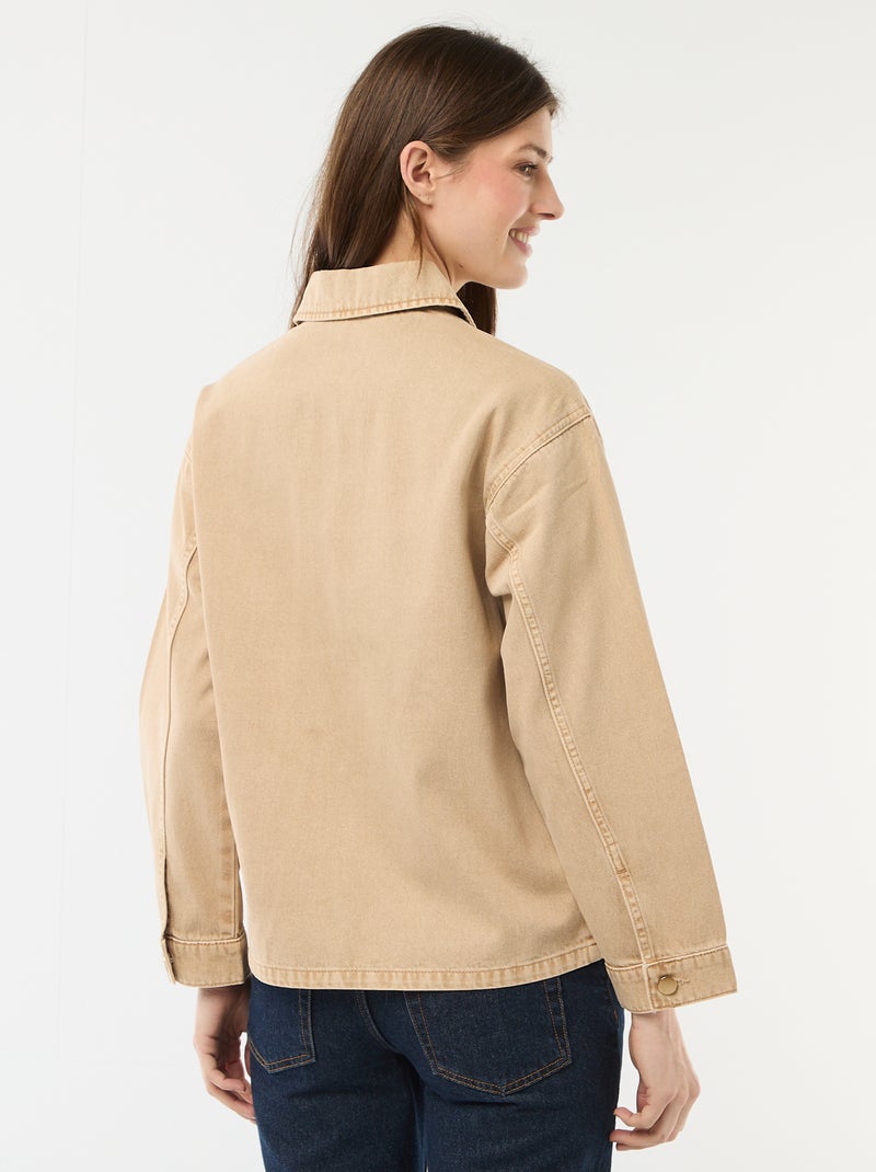 Veste denim courte avec 2 poches plaquées Beige - Kiabi