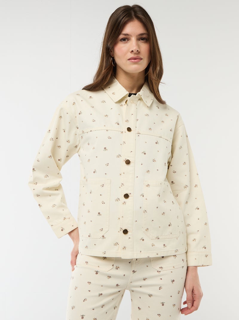 Veste denim courte avec 2 poches plaquées Blanc - Kiabi