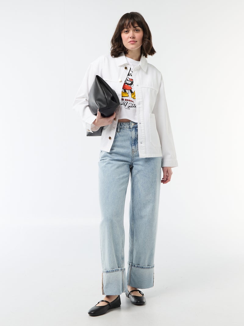 Veste denim courte avec 2 poches plaquées Blanc - Kiabi