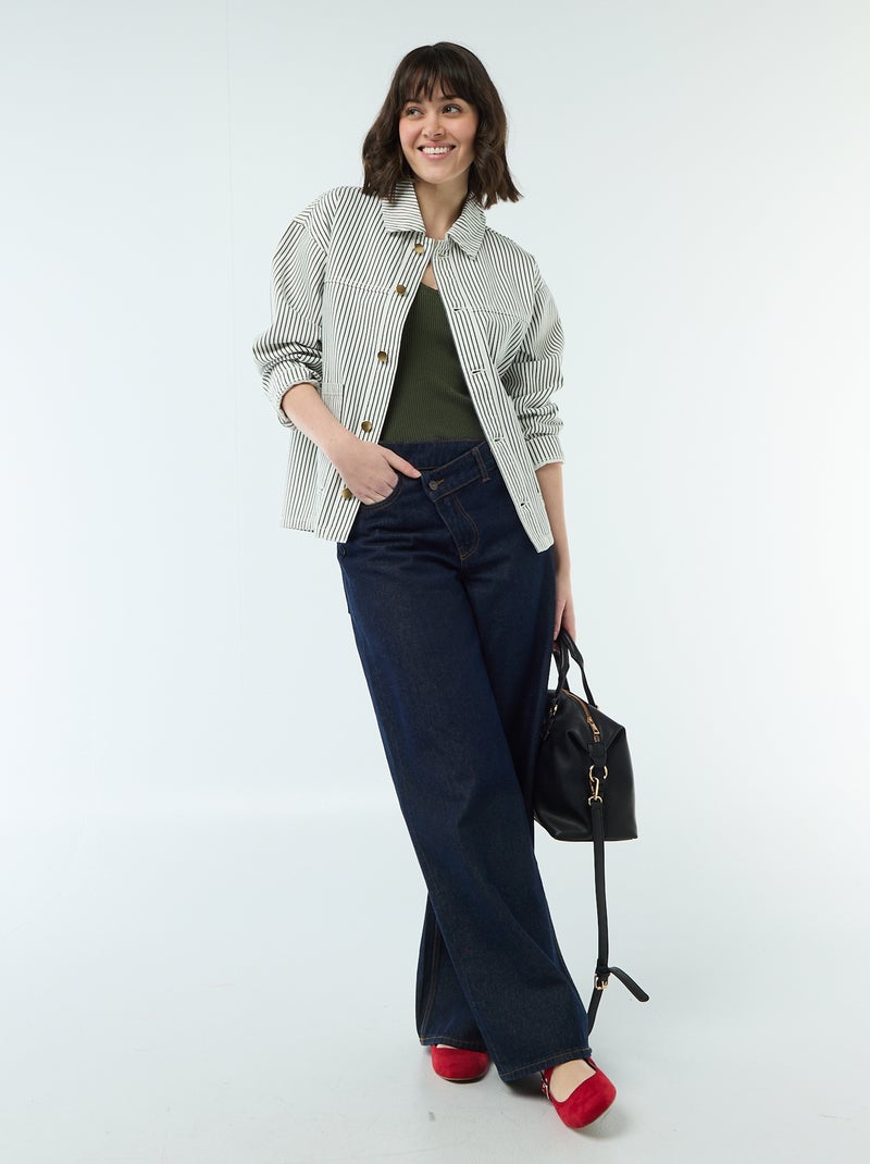 Veste denim courte avec 2 poches plaquées Blanc - Kiabi