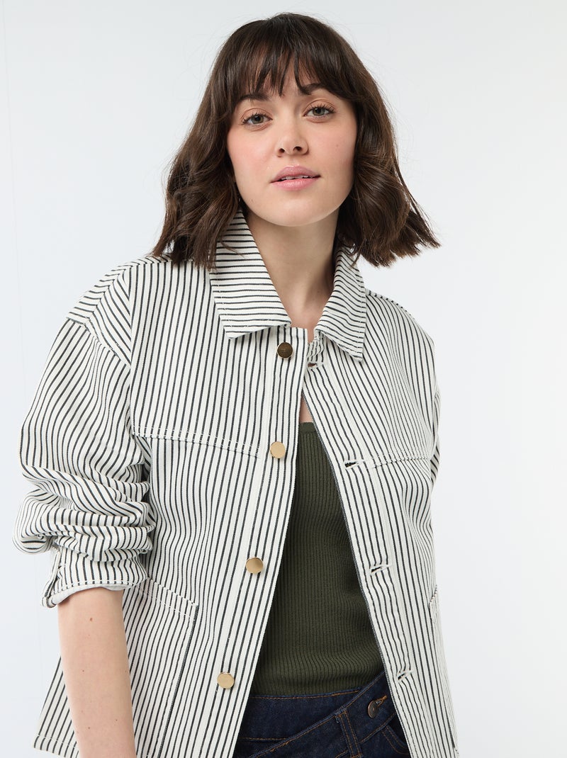 Veste denim courte avec 2 poches plaquées Blanc - Kiabi