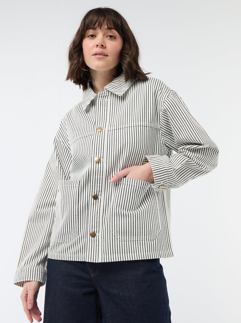 Veste denim courte avec 2 poches plaquées Blanc - Kiabi