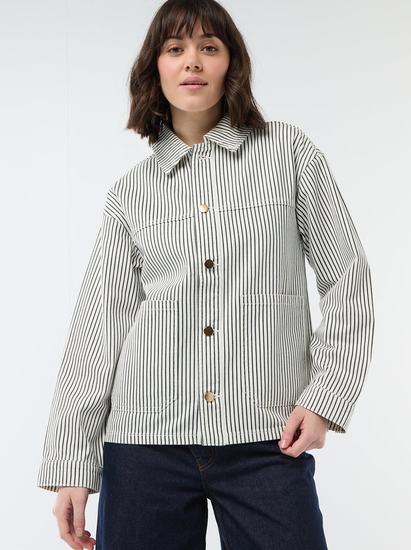 Veste denim courte avec 2 poches plaquées Blanc - Kiabi