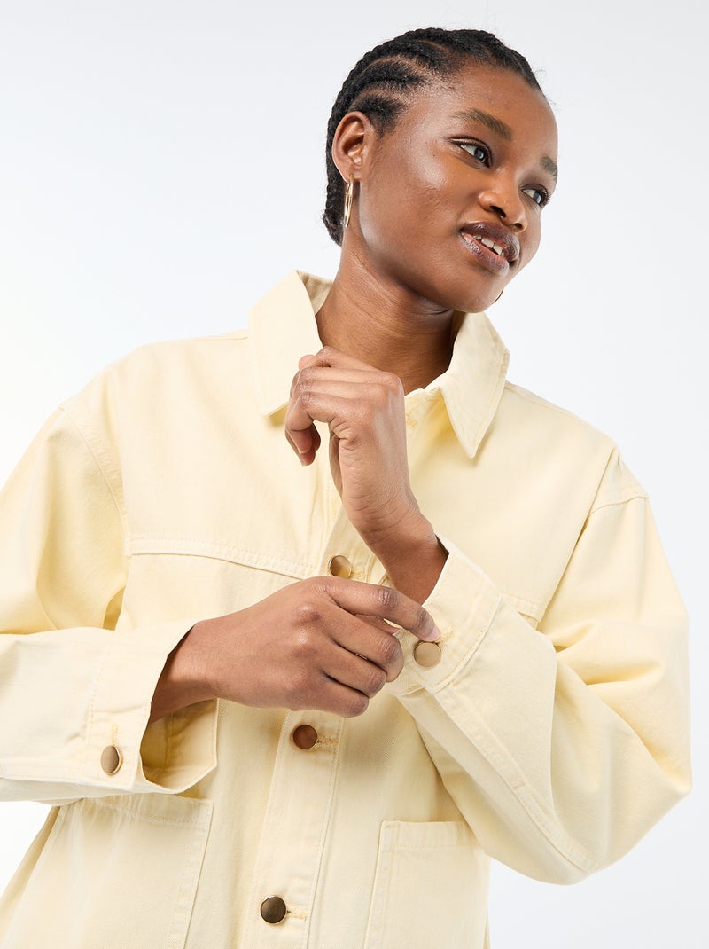 Veste denim courte avec 2 poches plaquées Jaune - Kiabi