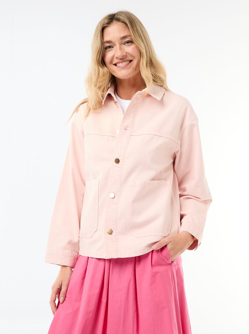 Veste denim courte avec 2 poches plaquées Rose - Kiabi