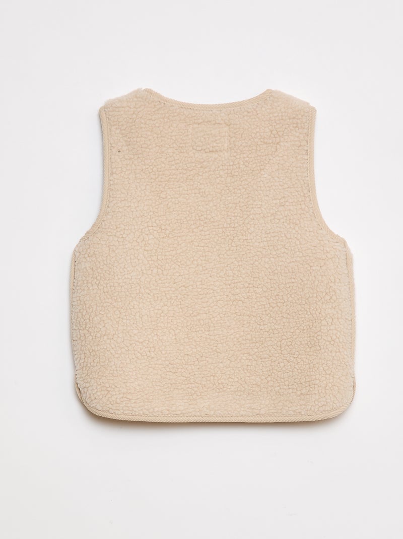 Veste effet moutonnée sans manches Beige - Kiabi