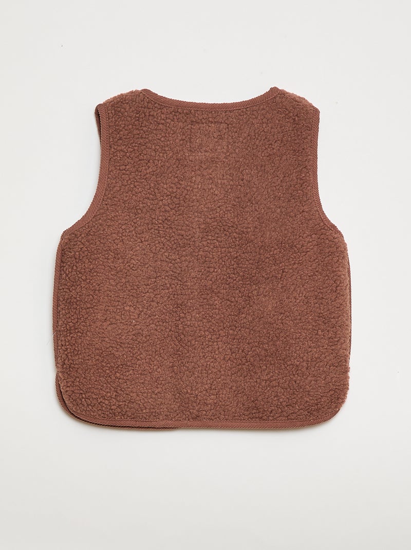 Veste effet moutonnée sans manches Marron - Kiabi