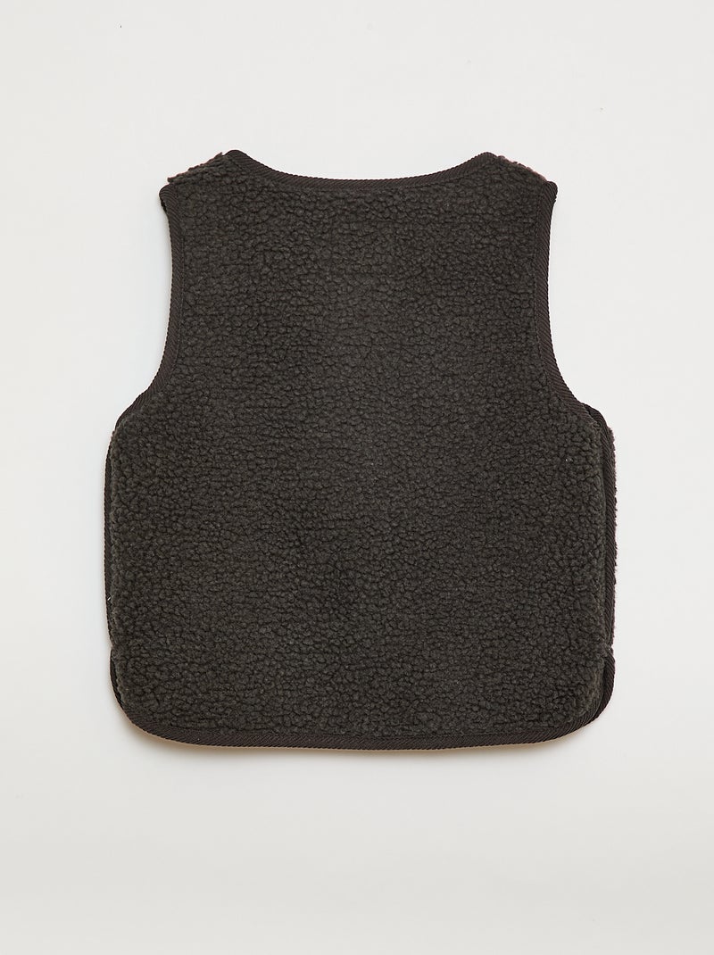 Veste effet moutonnée sans manches Noir - Kiabi