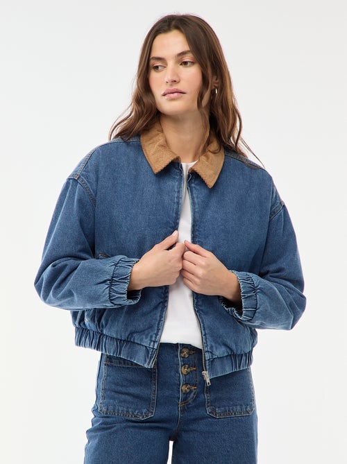 Veste en coton avec col velours côtelé - Kiabi