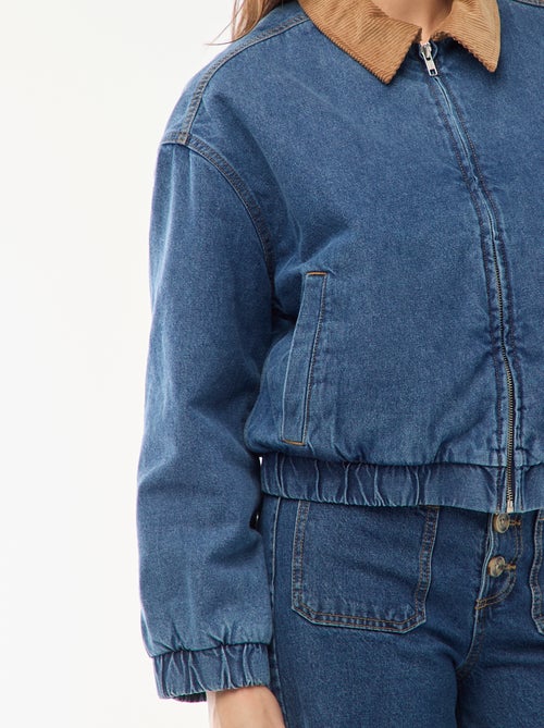 Veste en coton avec col velours côtelé - Kiabi