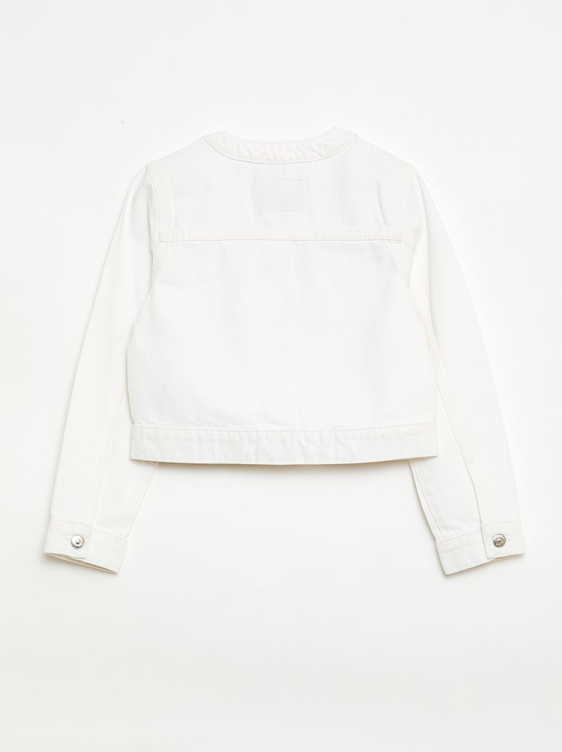 Veste en denim à col rond Blanc - Kiabi