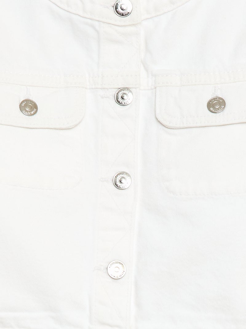 Veste en denim à col rond Blanc - Kiabi