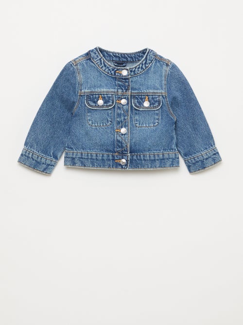 Veste en denim à col rond - Kiabi