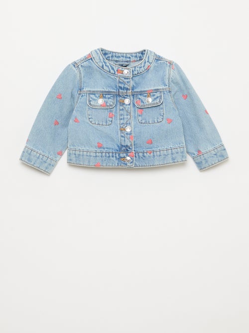 Veste en denim à col rond - Kiabi