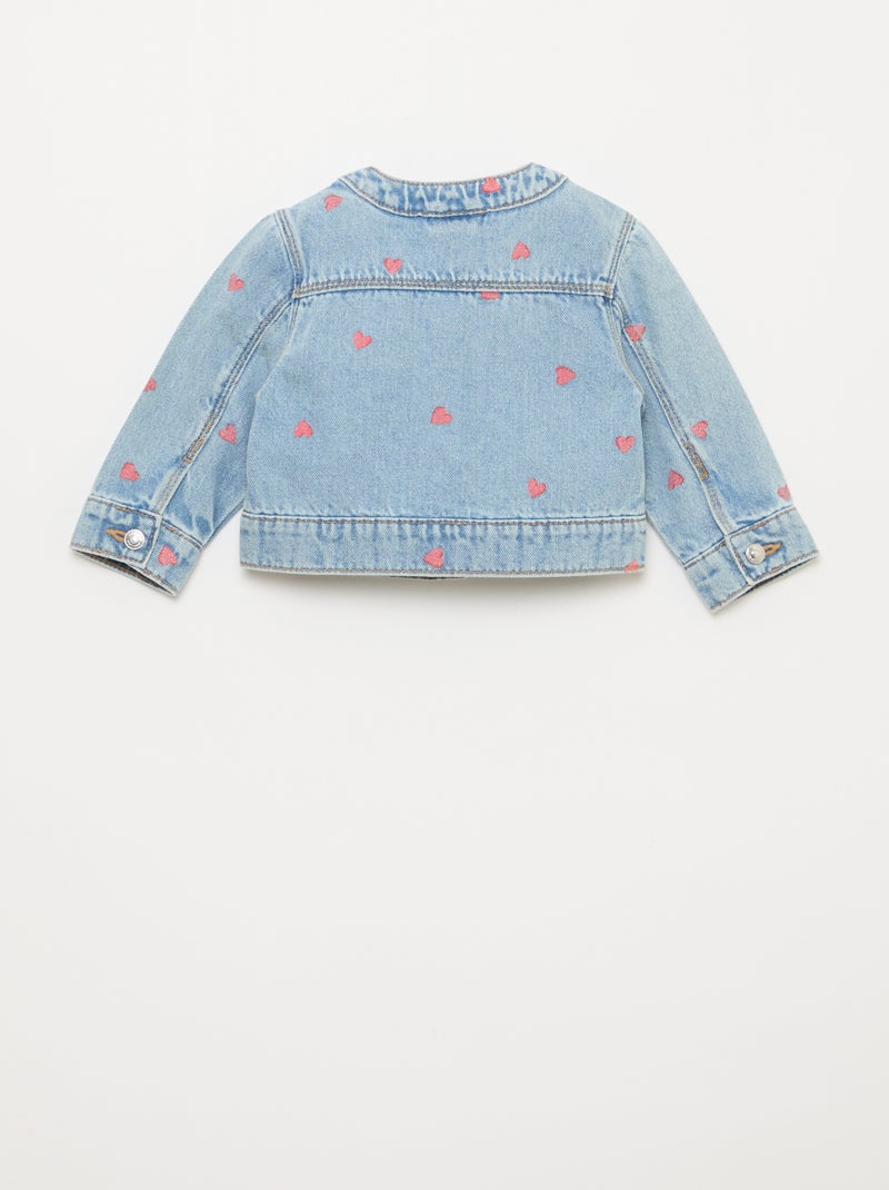 Veste en denim à col rond Bleu - Kiabi