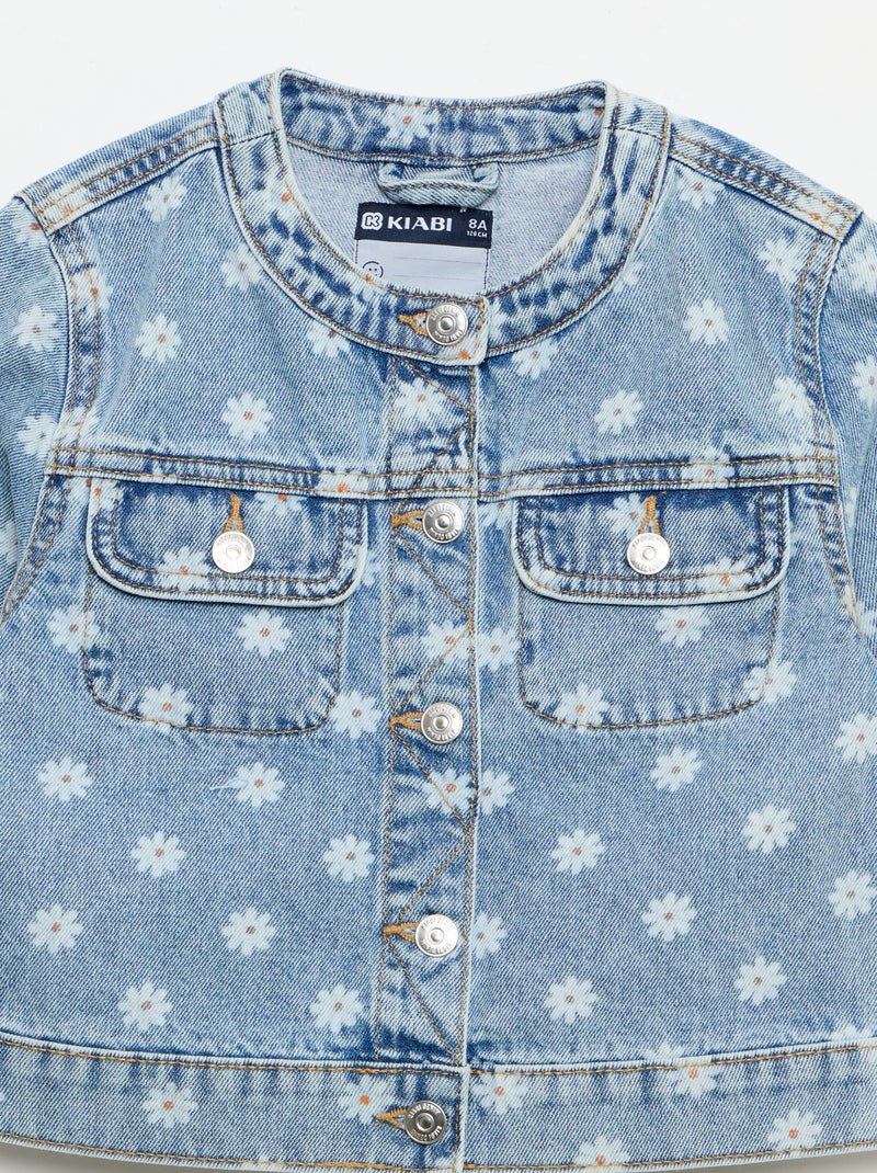 Veste en denim à col rond Bleu - Kiabi