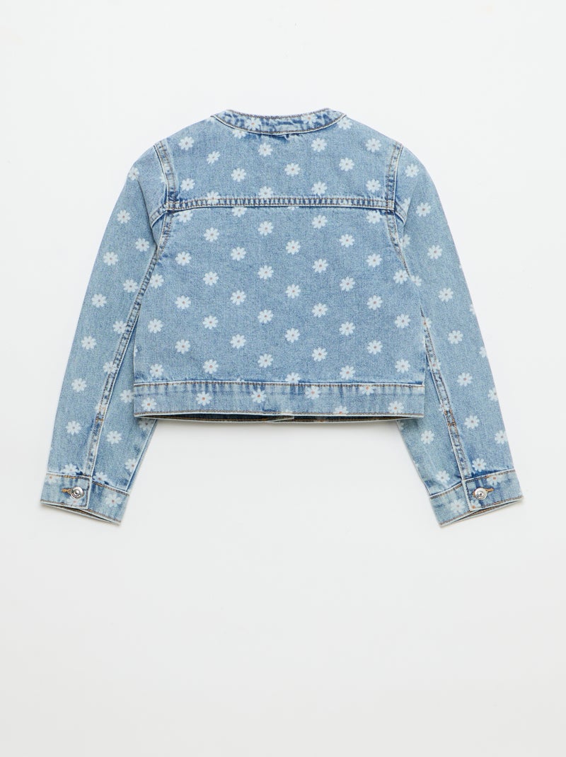 Veste en denim à col rond Bleu - Kiabi