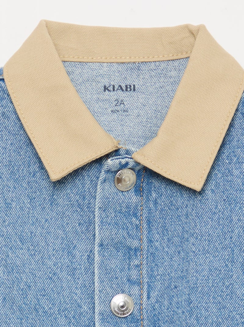 Veste en denim avec col à pointes libres contrastant Bleu - Kiabi