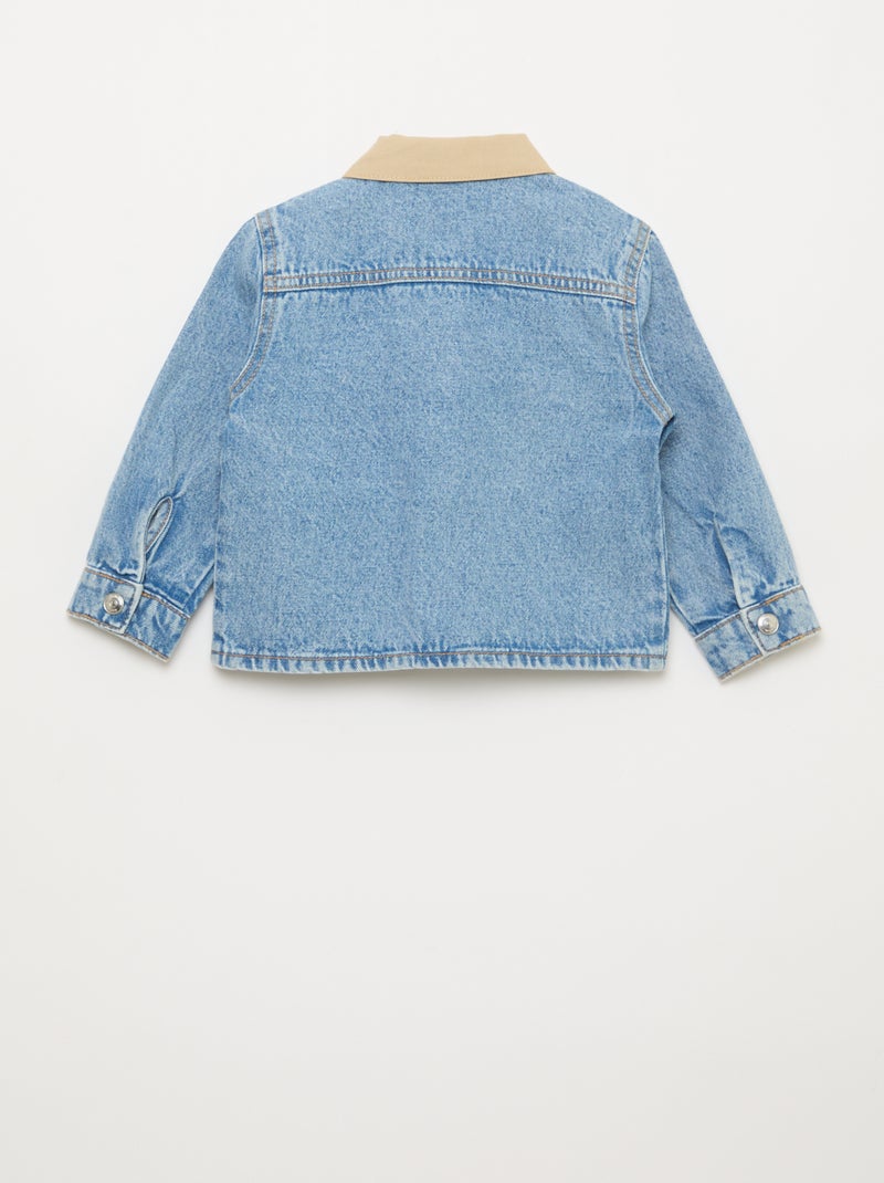 Veste en denim avec col à pointes libres contrastant Bleu - Kiabi