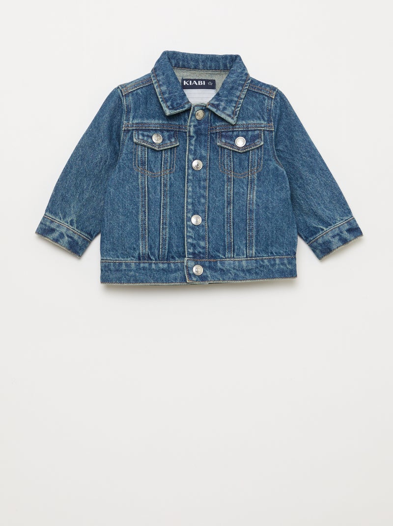 Veste en denim avec ouverture pressionnée Bleu - Kiabi