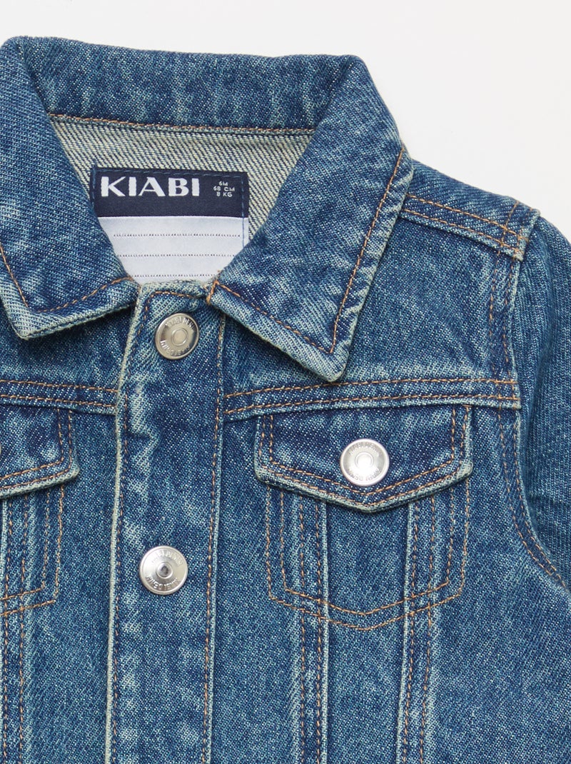 Veste en denim avec ouverture pressionnée Bleu - Kiabi