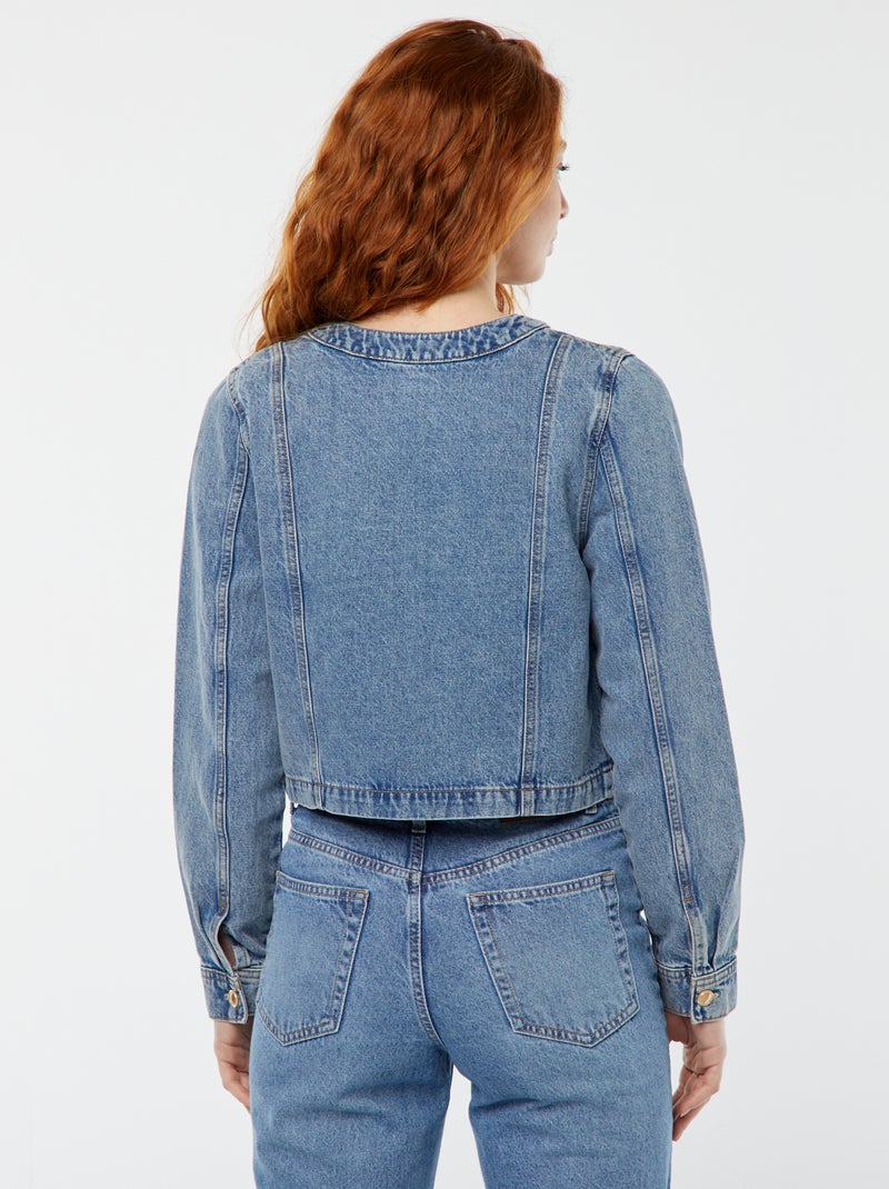 Veste en denim avec poches BLEU - Kiabi