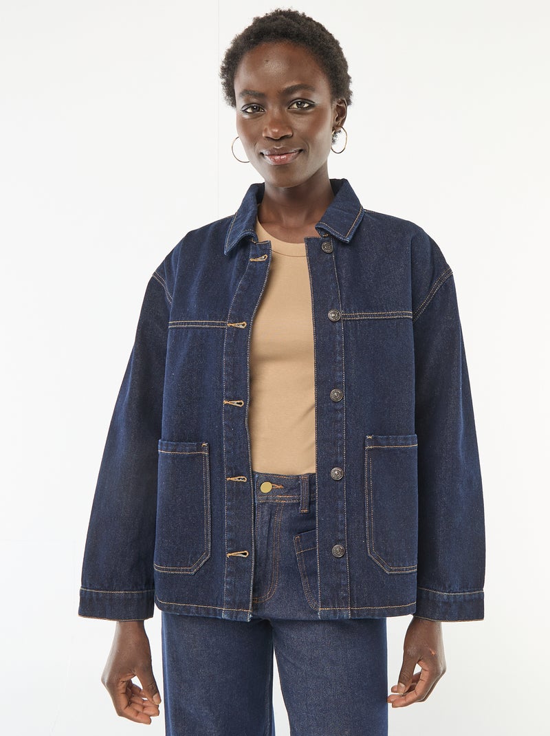 Veste en jean à poches plaquées Bleu - Kiabi
