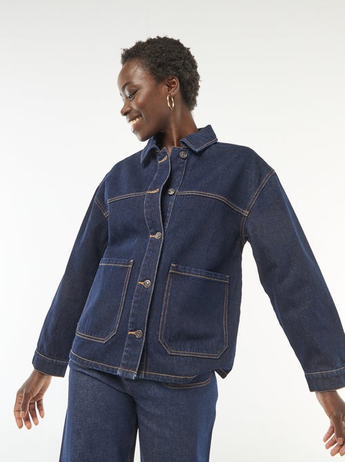 Veste en jean à poches plaquées - Kiabi