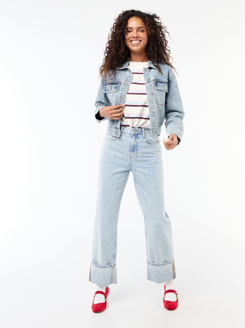 Veste en jean avec poches à rabat Bleu - Kiabi