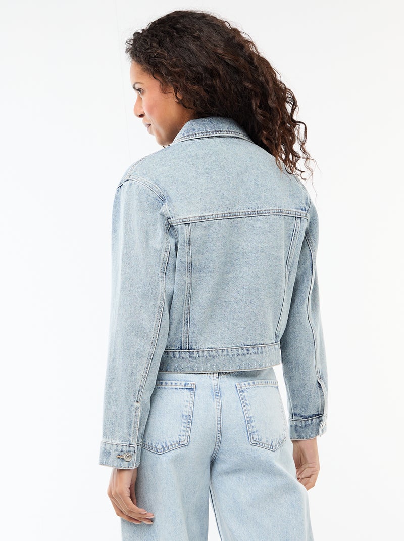 Veste en jean avec poches à rabat Bleu - Kiabi