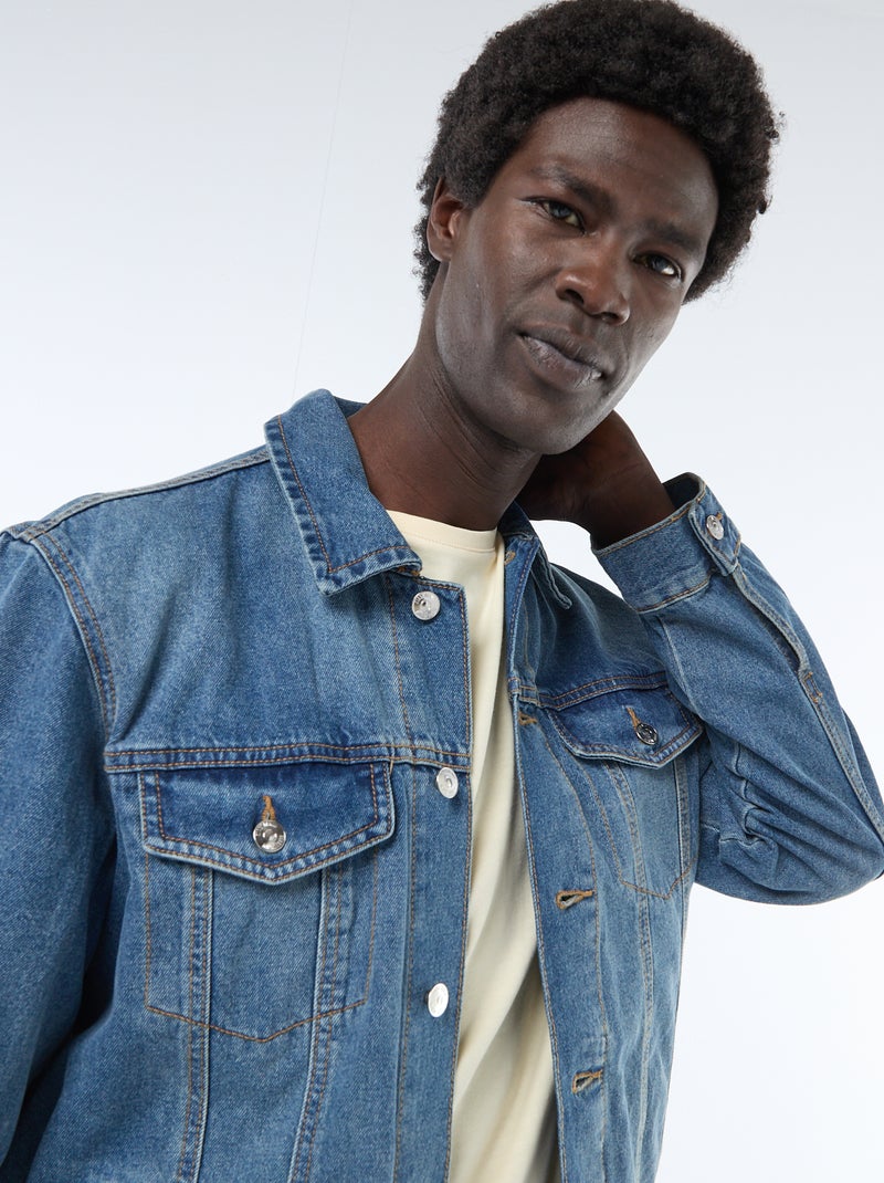 Veste en jean avec poches poitrine Bleu - Kiabi