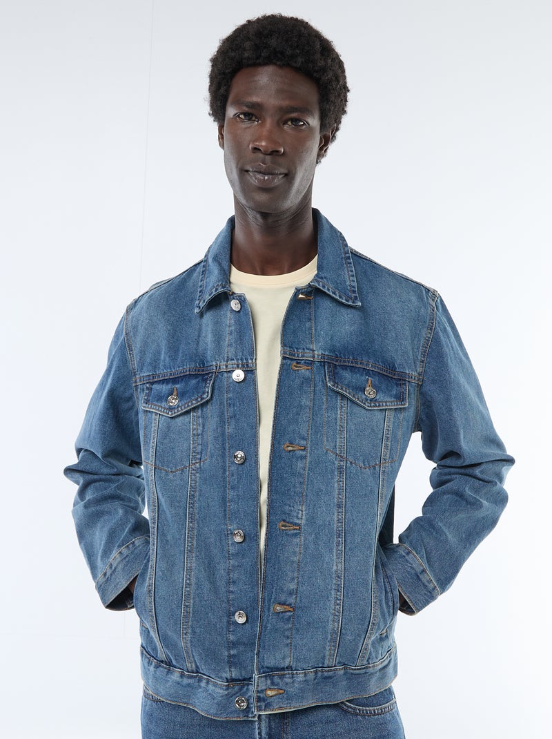 Veste en jean avec poches poitrine Bleu - Kiabi