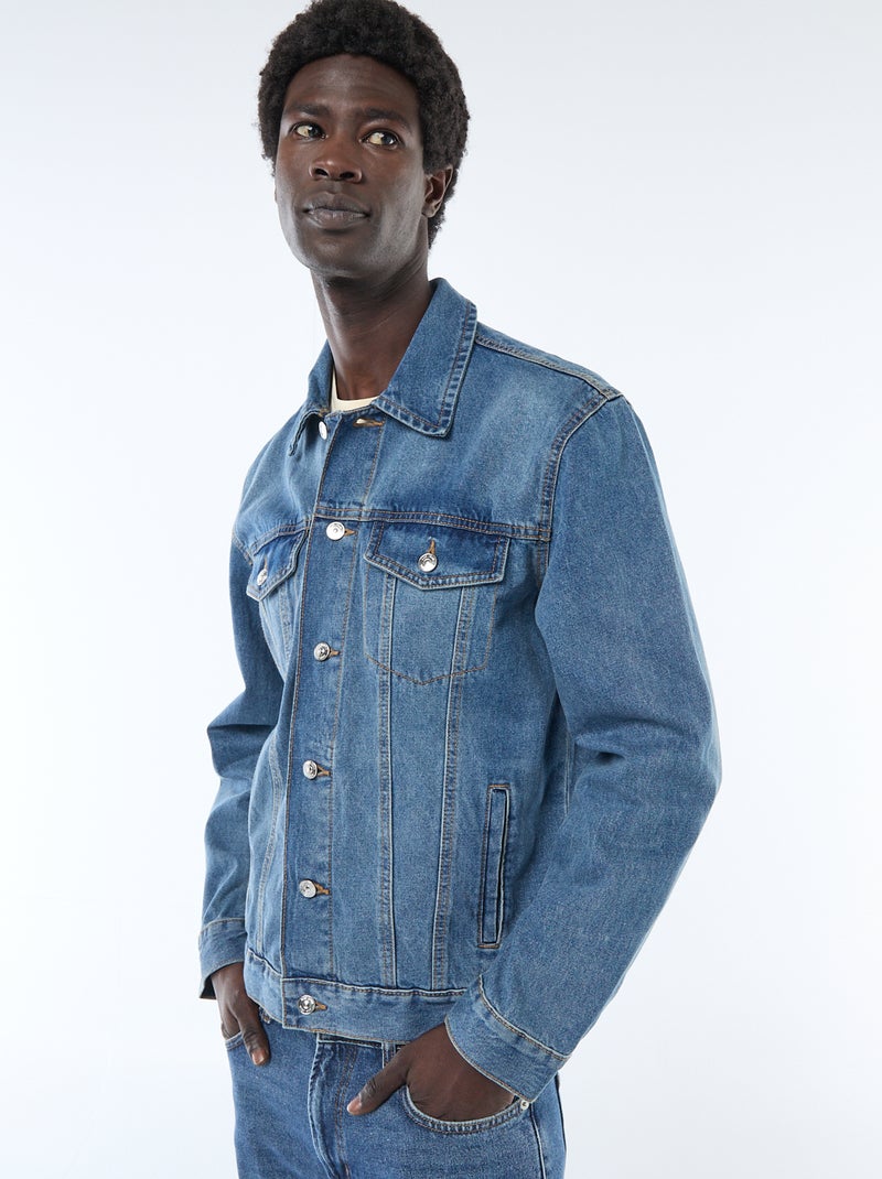 Veste en jean avec poches poitrine Bleu - Kiabi