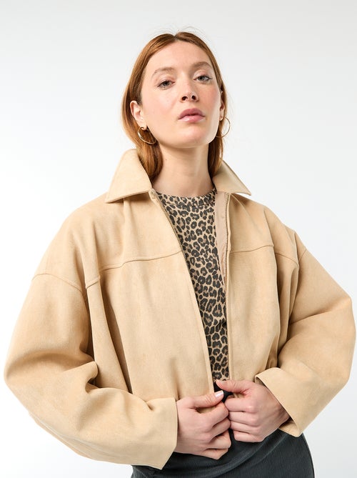 Veste en suédine unie - Kiabi
