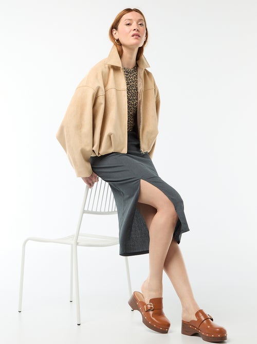 Veste en suédine unie - Kiabi