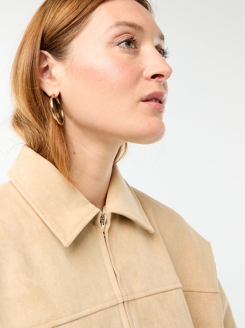 Veste en suédine unie Beige - Kiabi