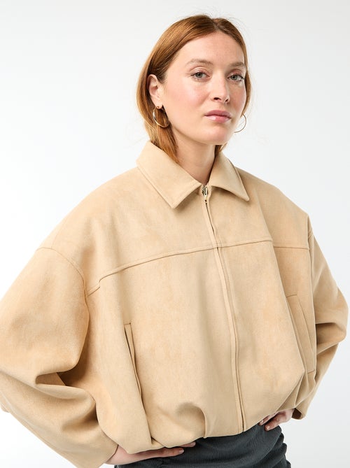 Veste en suédine unie - Kiabi