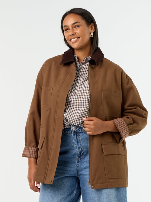 Veste en twill avec col en velours - Kiabi