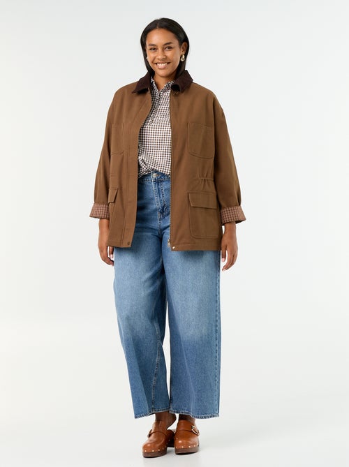 Veste en twill avec col en velours - Kiabi