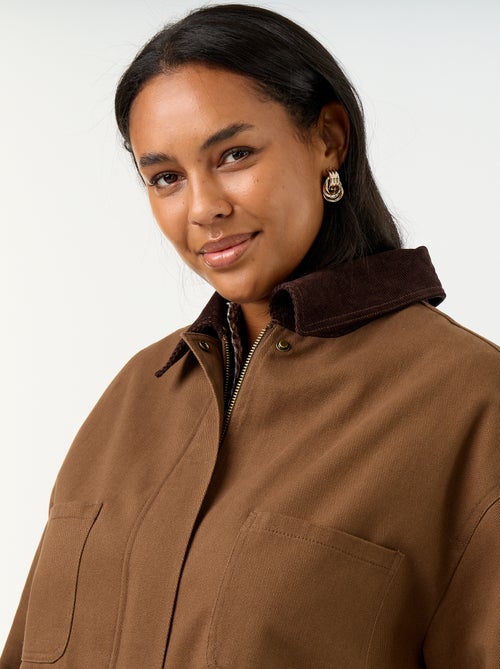 Veste en twill avec col en velours - Kiabi