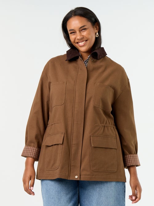 Veste en twill avec col en velours - Kiabi