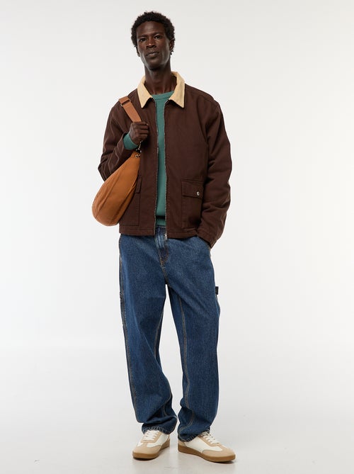 Veste en twill zippée avec col côtelé - Kiabi